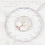 Dreamlike White Tree of Life Dream Catcher Wall Decor with Healing Crystal Stone Handmade Feather Dream Catchers Decoration Wall Hanging for Girls Bedroom Living Room Wedding Party Home Décor