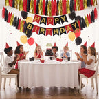 Gold Black and Red Paper Tissue Tassels Party Tassel Garland Banner for Party Decorations,15 Pcs