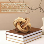 Yalikop 3 Link Wood Knot Decor Rustic Home Décor Accents Hand Carved Coffee Table Decoration, Boho Chain Link Decoration, Modern Shelf, Rustic Objects for Home Living Room Bedroom(Burnt)