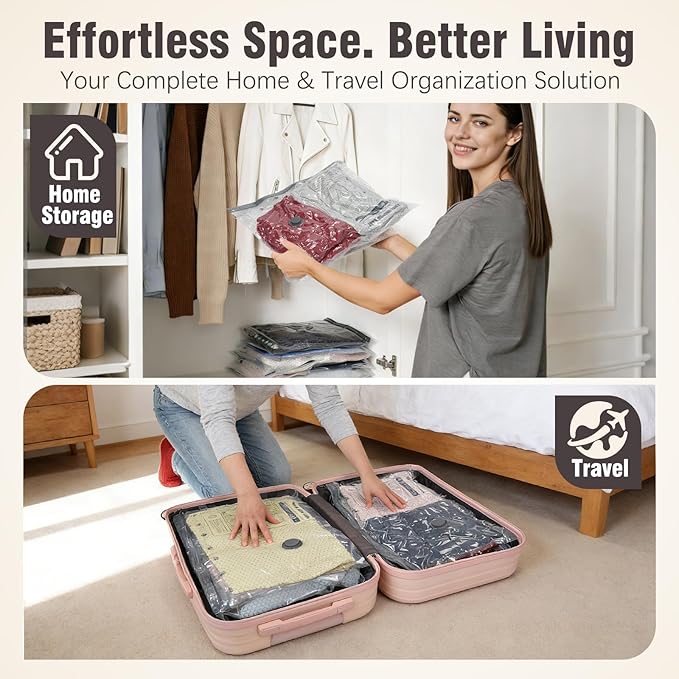 Vacuum Storage Bags for Travel, 15 Pack Vacuum Seal Bags for Clothing With Wireless Electric Pump, Space Saver Bags for Luggage, Clothes, Seasonal Storage- Vacuum Compression Bags Travel Essentials