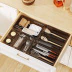 WOWBOX 32 PCS Clear Plastic Drawer Organizer Set, 4 Sizes Desk Drawer Organization and Storage Containers for Makeup, Cosmetics, Jewelry and Gadgets in Kitchen, Bathroom, Bedroom, Office, Clear Black