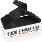 HOUSE DAY 1000 Pack Plastic Clothes Hangers, Commercial Bulk Shipment for Business, Sturdy Durable Notched Hangers Ideal for Retail Dry Cleaners Warehouses, Save Cost & Warehouse Space - Black