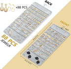 FOREGOER Hanging Jewelry Organizer with 88 Zippered Pockets, Dustproof Foldable for Travel, Accessories Organizer for Holding Jewelries, Earring Organizers and Storage ((Gray)