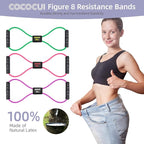 Figure 8 Resistance Bands with Handles for Women Men, Exercise Bands for Back, 8 Shaped Resistance Bands for Arms, Shoulder, Leg Stretching, Physical Therapy, Yoga, Pilates, Home Gym Workout Equipment