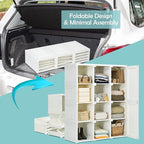 Tangkula Portable Closet Wardrobe, Foldable Clothes Organizer with Cubby Storage, Hanging Rods, Easy Assemble Clothing Storage with Magnet Doors, Folding Bedroom Armoire (12 Cubbies)
