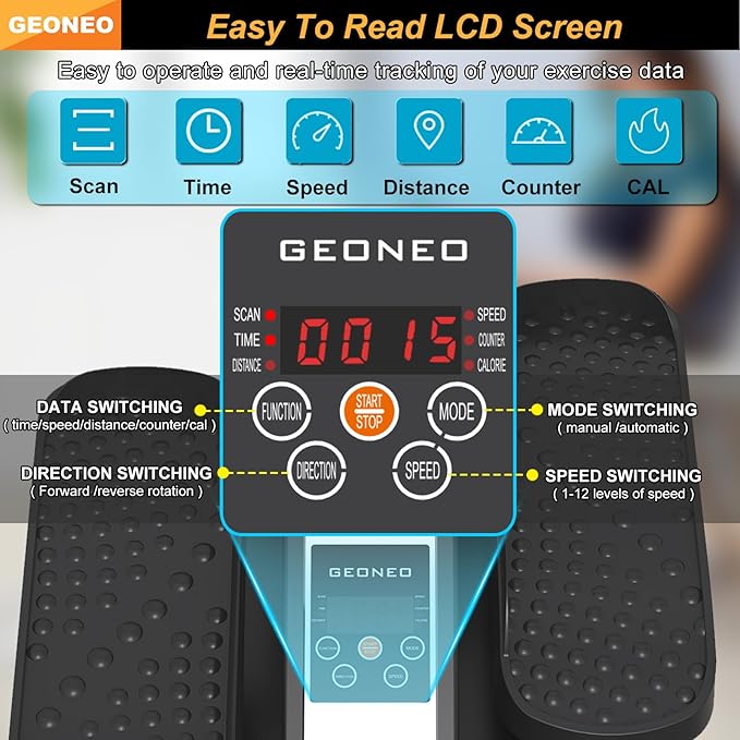 Under Desk Elliptical Machine, Electric Ellipse Leg Exerciser for Senior, Quiet and Compact Electric Seated Pedal Exerciser for Home with Display Monitor, Remote Control and 12 Adjustable Speeds