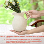 Farmhouse Ceramic Vase with Handle, Rustic Ceramic Pitcher Vases for Home Decor, Decorative Pottery Jug Flower Vase, Centerpiece for Your Kitchen/Bedroom/Office/Living Room/Shelf/Mantel