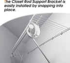 moonoom 4Pcs Hanging Closet Rod Support,3/4 Closet Shelf Rod Holder,Sturdy J-Shaped Closet Brackets for Hanging Clothes,Cabinets Storage and Curtain