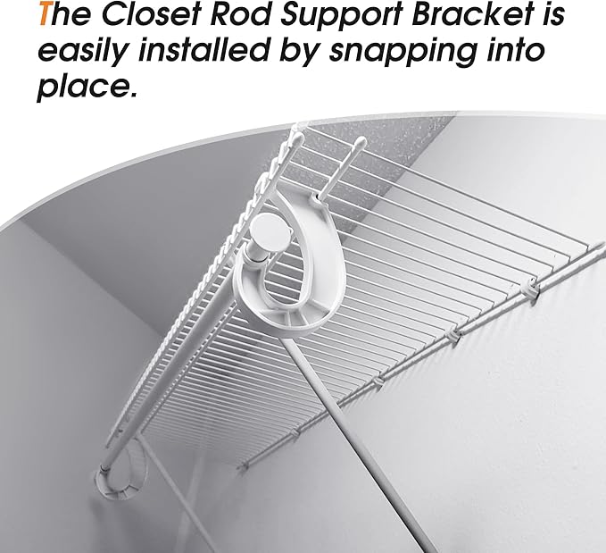 moonoom 10Pcs Hanging Closet Rod Support,3/4 Closet Shelf Rod Holder,Sturdy J-Shaped Closet Brackets for Hanging Clothes,Cabinets Storage and Curtain