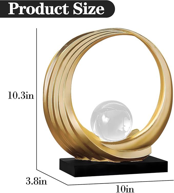 Dosker Golden Shelf Decor Statues,Coffee Table Modern Abstract Stripe Home Decor Sculpture,Desk Decor for Living Room,Office(Golden)