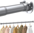 Closet Rods for Hanging Clothes, 17 to 28 Inches Stepless Adjustable Metal Closet Rod, 1.3 Inches Heavy Duty Clothes Hanging Rod for Closet Wardrobes Laundry RV, Silver