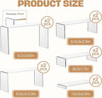 Goabroa 2 Sets 10 Pcs Clear Display Risers, Rectangular (7"-8"-9" L) Risers Display Stands, Table Stands for Jewelry, Cupcake, Perfume, Figures