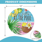 Summer Life is Better at The Pool Front Door Sign, Tropical Coconut Palm Leaves Wood Plaque Hanger Outdoor Outside Porch Home Decor, Swimming Ring Wooden Wreath Indoor Wall Hanging Decoration