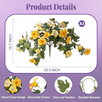 Artificial Fake Petunia Flowers for Outdoor Decoration, 2PCS Faux Silk Petunias Flower for Spring UV Resistant No Fade Realistic Plants for Garden Balcony Yard Porch Indoor Decor(Yellow White)