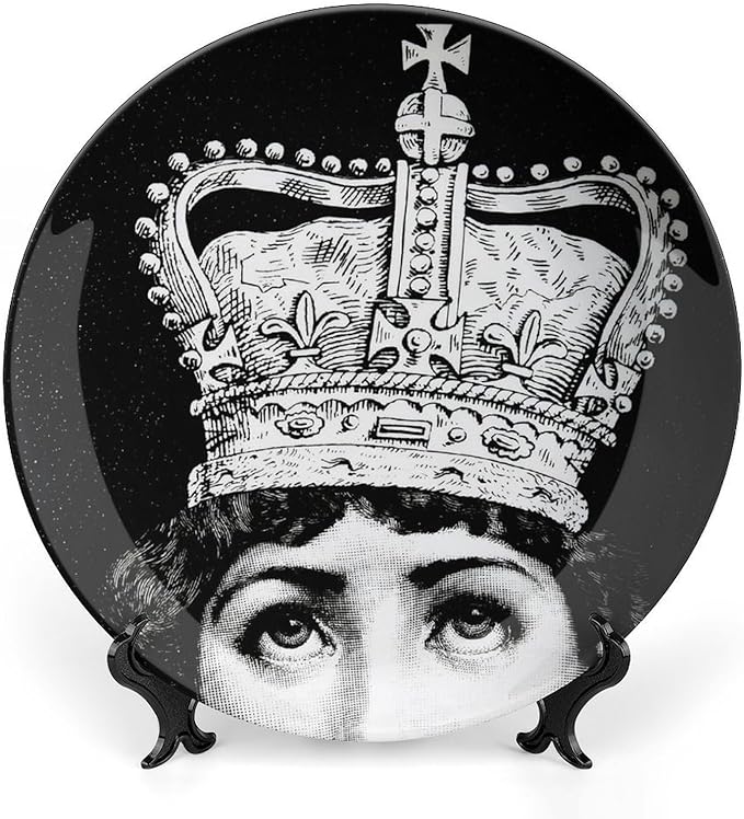 Lina Cavalieri Plate, Wall Decorative Plate, Mysterious Face Plate Wall Hanging Decoration,Including Bracket and Special Spring Hook, 8inch, Style12