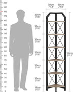 CHOEZON 6-Tier Corner Shelf, Industrial Corner Bookshelf, 71.2" Corner Storage Stand, Plant Stand Display Shelf, Corner Bookcase for Bedroom, Living Room, Home Office, Greige and Black TCJ11BG
