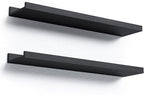 Boswillon Long Floating Shelves, 2 Set Modern Black Wall Shelf for Bedroom, Nursery Book Shelf with Lip, Picture Ledge Shelf for Living Room Bathroom Kitchen - Black,23.6 In