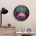 Decorative Plates, Moroccan Water Lily Stained Glass Print Display Plate for Home Office Kitchen Table Decor Porcelain Plates 10 Inch, Gifts for Lotus Lover