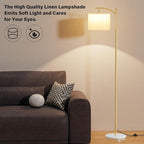 Ambimall 60" Floor Lamp for Living Room with 3 Color Temperatures, Gold Standing Lamp with White Marble Base, Modern Tall Lamp for Bedroom Office, 9W LED Bulb Included