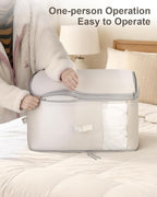 Comforter Storage Bag - 3-Layer Self Compression Organizer, 2-Pack Closet Organizers and Storage, Under Bed Space Saver, Blanket Organizer for Bedding, Pillow, Sheet, Clothes, Nursery Use
