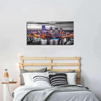Pittsburgh Wall Art Living Room Decorations Black and White City Skyline Picture Modern Office Wall Decor Pennsylvania Nightscape Panoramic Canvas Prints Cityscape Painting Skyscraper Artwork 20x40"