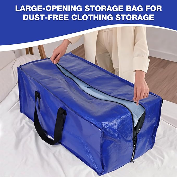 8 Pack Reusable Moving Bags Heavy Duty Backpack Straps Big Plastic Storage Totes for Camping Travel Home RV Woven Foldable Luggags Moving Bags for College Student Dorm Room Essentials 93 L 25 Gallons