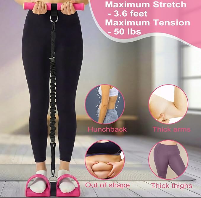Upgraded Pedal Resistance Band with Handle - Fashion Puller Exercise Tool, Thickened Built-in Latex Tube Pedal Resistance Device & Soft Nitrile Rubber Anti-Slip Footrest for The Core/Arms