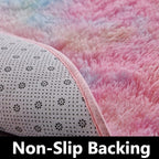 FJZFING Rainbow Round Rug Ultra-Soft Plush Modern 5x5 Circle Area Rug for Kid's Bedroom, Fluffy Shag Circular Rug for Nursery Room, Non-Slip Home Decor Colorful Carpet for Teen's Room