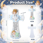 Wenqik 7.1 Inch Guardian Angel Baptism Decorative Hanging Resin Cross Sweet Dreams Baby Decorative Angels Cross Wall Decoration for Boys and Girls Keepsake Nursery Room Christening Gift