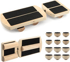 Ankle Balance Board Foot Strengthener Trainer with 12pcs Balls - 300lbs Max Capacity, 18-30° Tilt Adjustment, Wooden Non-Slip Wobble Board for Ankle & Core Stability Training