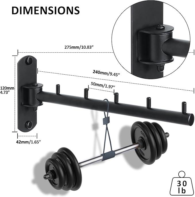 Swing Clothes Hanger Rack, Garment Racks Folding Clothes Bar Wall Mounted, 180°Rotation Laundry Drying Rack 304 Stainless Steel Space Saving for Laundry Room Bedroom Balcony, 9.45" Long 2Pack