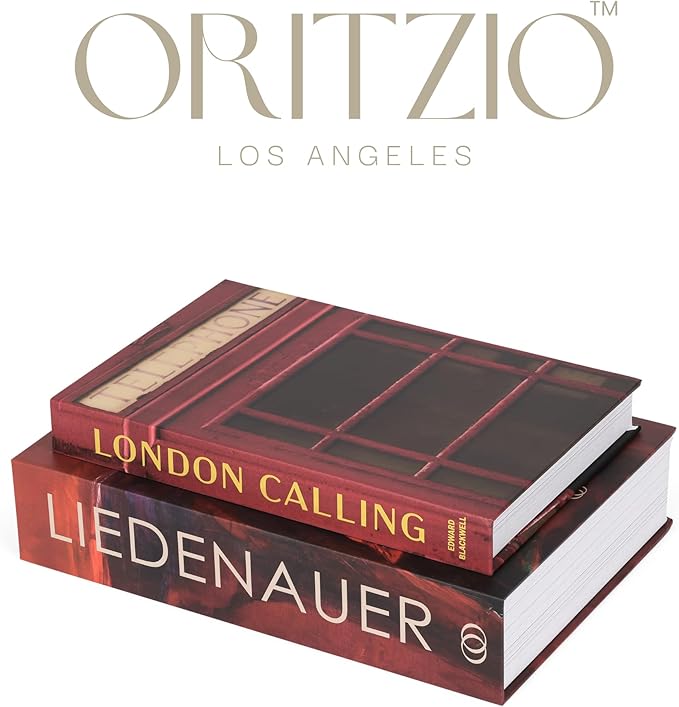 ORITZIO Red Faux Books Set of 9 - Hidden Storage Fake Books for Coffee Table Decor, Home Staging, Interior Design & Fashion Books