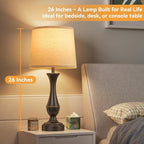 Seealle Upgraded Touch Lamps for Night Stands Set of 2 - Bedside Lamps with USB C+A, 3 Way Dimmable for Bedroom Living Room End Tables Office (Tall Oat&Brown)