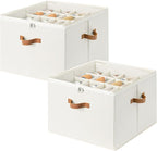 StorageWorks 2 Pack Shoe Organizer for Closet, Foldable Shoe Storage Box with Adjustable Dividers, Fabric Shoes Container, Stackable Storage Bins for Boots, Sneakers, Fits up to 16-32 Pairs, Beige