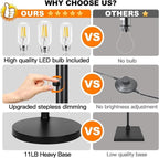 Dimmable Floor Lamp, 3 Lights Black Arc Floor Lamp, Modern Tall Standing Tree Lamp with Grey Linen Shades & Heavy Base, 3000LM LED Bulbs, Bright Lighting for Living Room, Bedroom, Office & Reading
