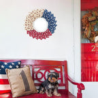 Patriotic Wreath for Front Door Red White Blue Wreath 4th of July Wreaths for Door Wall Memorial Day Decor Independence Day Hanging Decoration for Outside Home Farmhouse Holiday (Little Star)