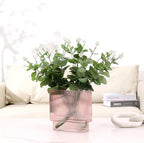 Ribbed Glass Vase, Pink Glass Vase, Fluted Short Vases for Flowers, Modern Vases for Living Room, Dining Room, Bathroom, Desk, Shelf, Wedding, Office, 7 Inches