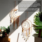 Artilady Dream Catchers with Crystals - Large Boho Yellow Moon Dream Catcher Wall Decor House Decorations for Home Girls Kids Baby Bedroom Room Decor Christmas Birthday Teen Girl Boys Gifts