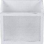 MyGift Rustic Magazine Holder Vintage White Wood and Chicken Wire Design Wall Mounted/Tabletop Mail Sorter, Farmhouse Home, Bathroom, Office Magazine Rack