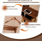 Wooden Suit Valet Stand for Men, Clothes Valet with Drawer, Shoe Rack, Tie Rack and Trouser Bar, Freestanding Clothes Organizer for Bedroom Entryway