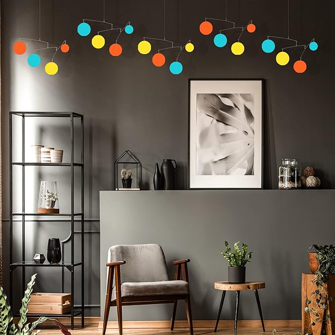 The Atomic Mobile - Palm Springs Hanging Art Mobiles - Mid Century Modern Kinetic Art - Home Decor - Work from Home Decorations - 5 Sizes (20" h x 82" w)