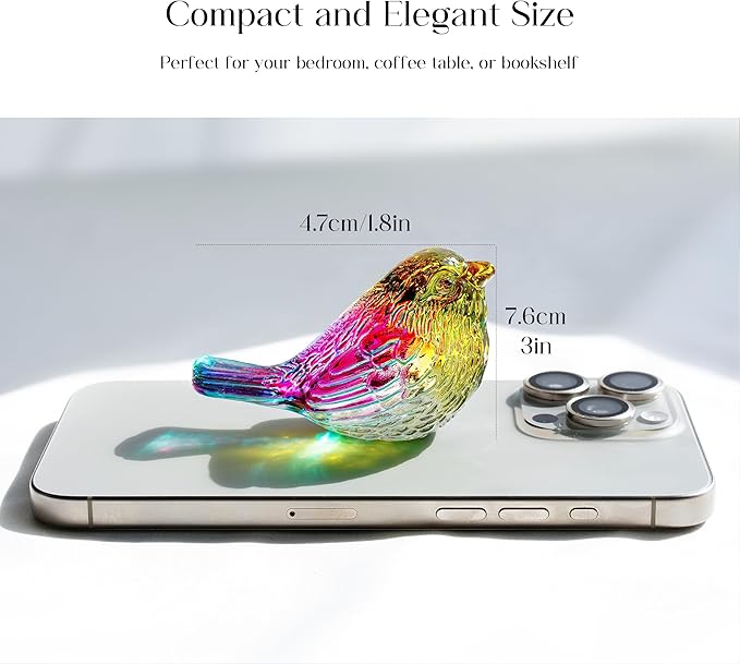 H&D HYALINE & DORA 3" Colorful Glass Bird Figurine Miniature Blown Glass Birds Bird Gifts for Bird Lovers Women Men Animals Collectible Figurines for Desk Table Decor