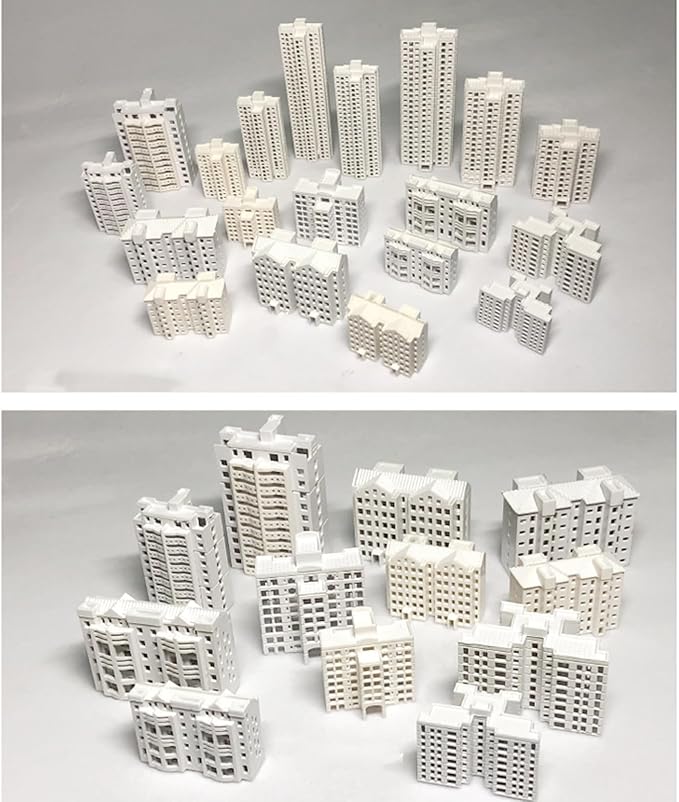 XISAOK Realistic Apartment Building Model Unpainted Craft Project Miniature Landscape Design 1/800s Scale Solid Structure Miniature Apartment Building Model