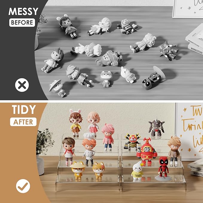 Anglelife 16 pcs 2 Set Acrylic Risers for Display Clear Acrylic Riser Display Stands Acrylic Display Risers for Show Funko Pop Figures, Cupcake, Jewelry, Toys, Perfume and More