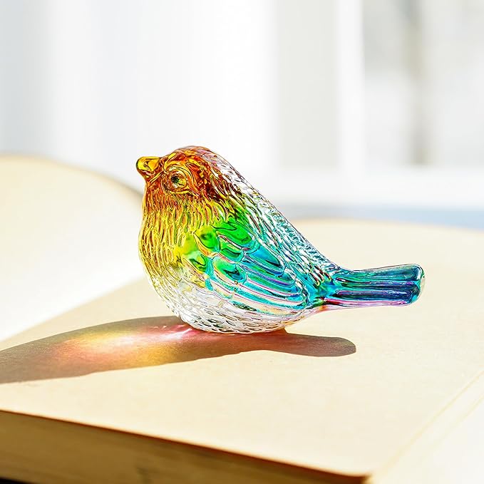 H&D HYALINE & DORA 3" Colorful Glass Bird Figurine Miniature Blown Glass Birds Bird Gifts for Bird Lovers Women Men Animals Collectible Figurines for Desk Table Decor