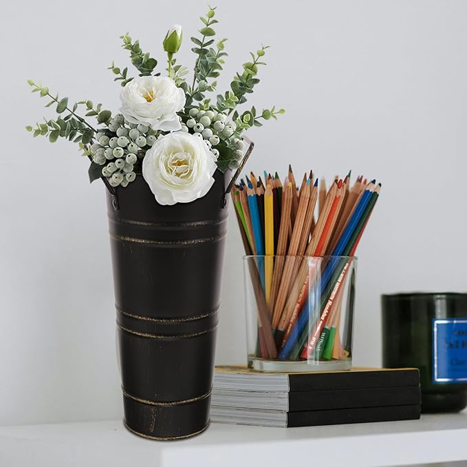 HOMSFOU Umbrella Stand Holder Freestanding Umbrella Rack Entryway Metal Umbrella Bucket Barrel Canes Walking Sticks Golf Clubs Organizer Bin Floor Vase for Office Home