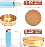 Ashtray with Lid for Outside Patio, 2 Pack Windproof Ash Tray, Gold Stainless Steel Smokeless Ashtray for Outdoor Home Office Tabletop Patio Outdoor Balcony, Small