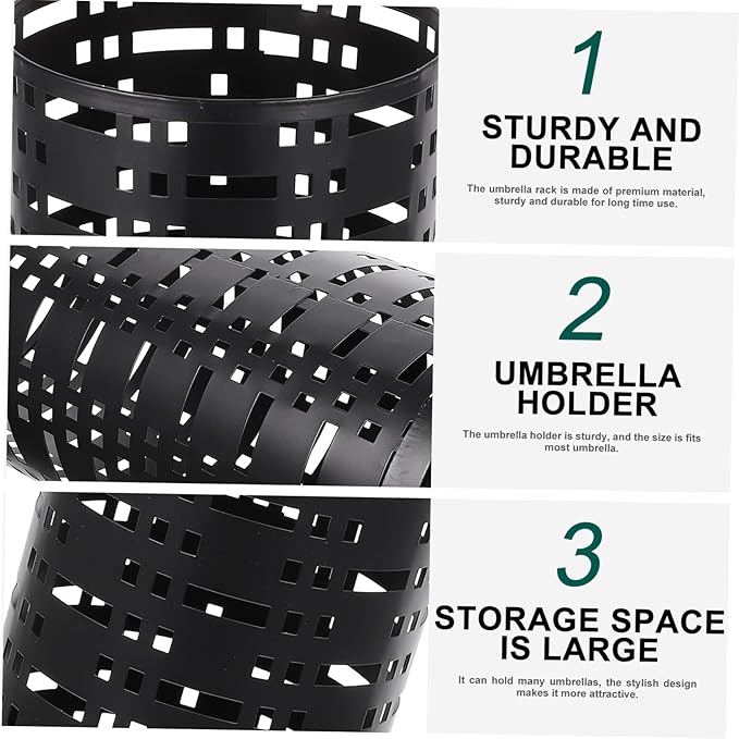 UPKOCH Umbrella Bucket Iron Umbrella Stand Umbrella Holder Bins Mini Umbrella Stand Iron Umbrella Holder Umbrella Storage Bucket Metal Iron Bucket Wrought Iron Black Household Storage Box