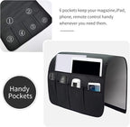 Sofa Armrest Organizer, Remote Control Holder for Recliner Couch, Arm Chair Caddy with 6 Pockets for Magazine, Tablet, Phone, iPad