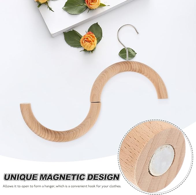 Magnetic Scarf Hanger Ring with Wood Grain Finish, 18cm Clothes Storage Organizer for Scarves, Ties, Belts – Multifunctional Closet Accessory for Women’s Wardrobe